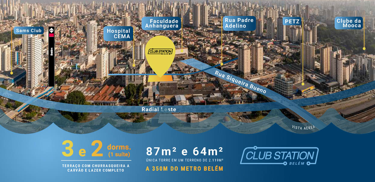 Conheça o CLUB STATION Belém e os Apartamentos de 3 e 2 Dormitórios com Suíte