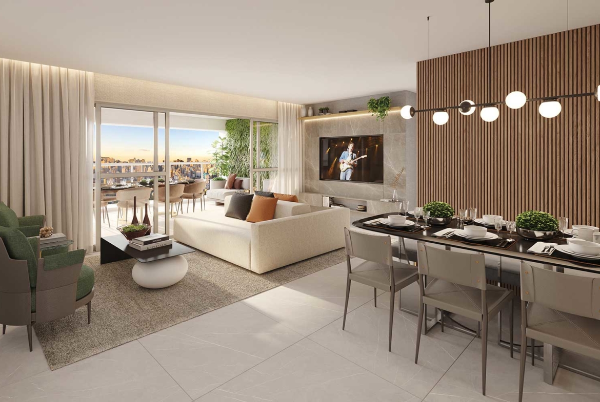 Living do Apartamento de 105m² - EAST BLUE Residences Tatuapé