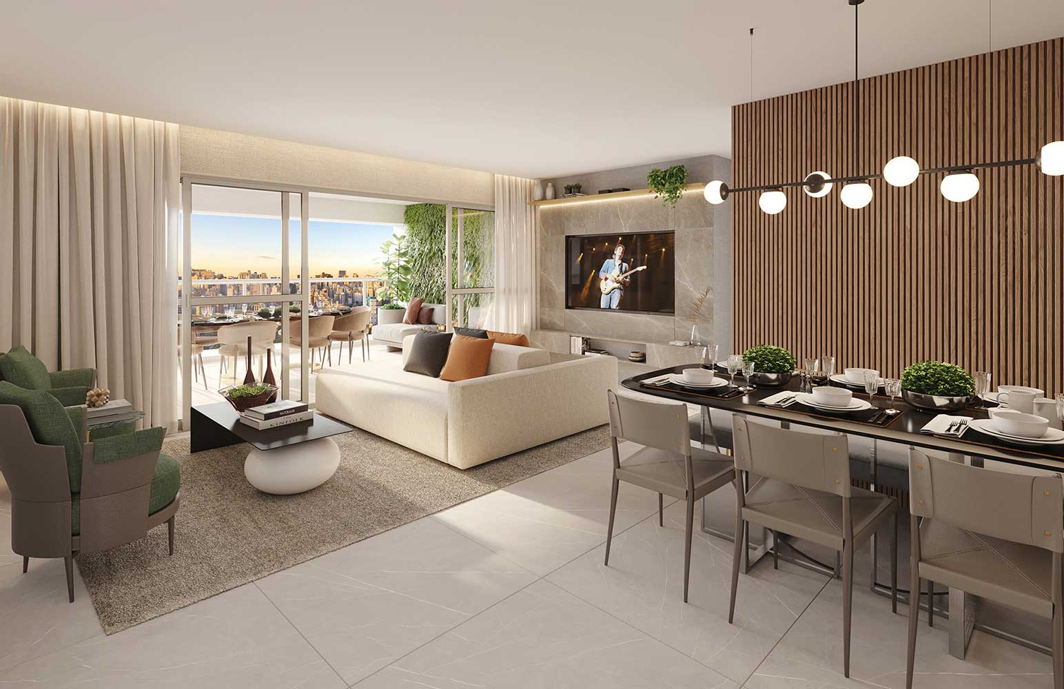 Living do Apartamento de 105m² - EAST BLUE Residences Tatuapé